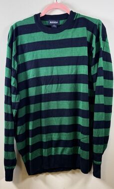 Blue Ocean Men's Striped Knit Sweater Navy/Green 2XL Acrylic